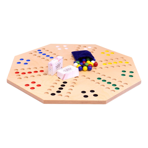 Travel Marble Chase (Cards N' Marbles) Wooden Board Game Set - Double-Sided  23