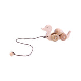 Wooden Duck Pull Toy for Toddlers, Rolling Wheels and Rotating Egg