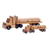 Amish-Made Wooden Log Semi Truck Toy, With Removable Logs