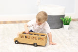 Amish-Made Wooden School Bus Toy With Little People