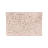 USA States Map Wooden Floor Puzzle with Frame, 20" Wide, Amish-Made