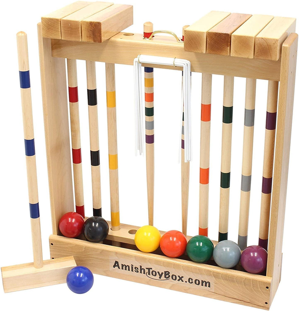 Family Tradition 8-Player Croquet Set, Wooden Holder or Duffel Carry Bag