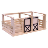 Amish-Made Wooden Toy 2 Stall Horse Stable with Sliding Stall Doors