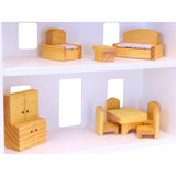 Wooden Doll House Toy with 16 Piece Doll-House Furniture Set