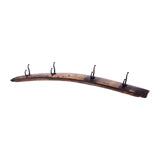 Rustic Wooden Coat Rack With 4 Metal Hooks, Made From Reclaimed Whiskey Barrel Staves