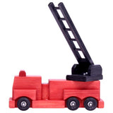 Amish-Crafted Wooden Ladder Fire Truck Toy, Child-Safe Finish