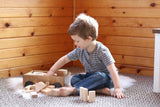 Wooden Toddler Pull Wagon Toy with Wood Building Blocks