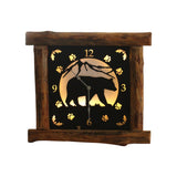 Large Rustic Wall Clock with 16" Analog Display, Background Lights and Wildlife Art