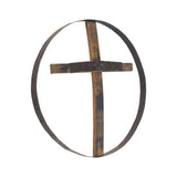 Rustic Reclaimed Barrel Cross Wall Art, Large 23" Diameter Religious Wall Decor, Amish-Made