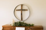 Rustic Reclaimed Barrel Cross Wall Art, Large 23" Diameter Religious Wall Decor, Amish-Made