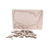 USA States Map Wooden Floor Puzzle with Frame, 20" Wide, Amish-Made