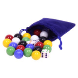 AmishToyBox.com Game Bag of 24 Large Glass 7/8" (22mm Diameter) Marbles and 6 Dice