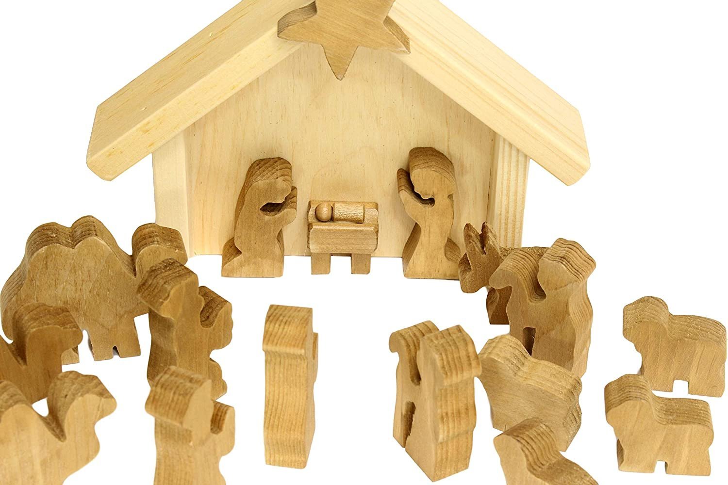 Amish-Made 14 Piece Wooden outlet Nativity Manger Scene Set