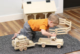 Amish-Made Wooden Toy Pickup Truck, Unfinished Wood