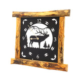 Large Rustic Wall Clock with 16" Analog Display, Background Lights and Wildlife Art