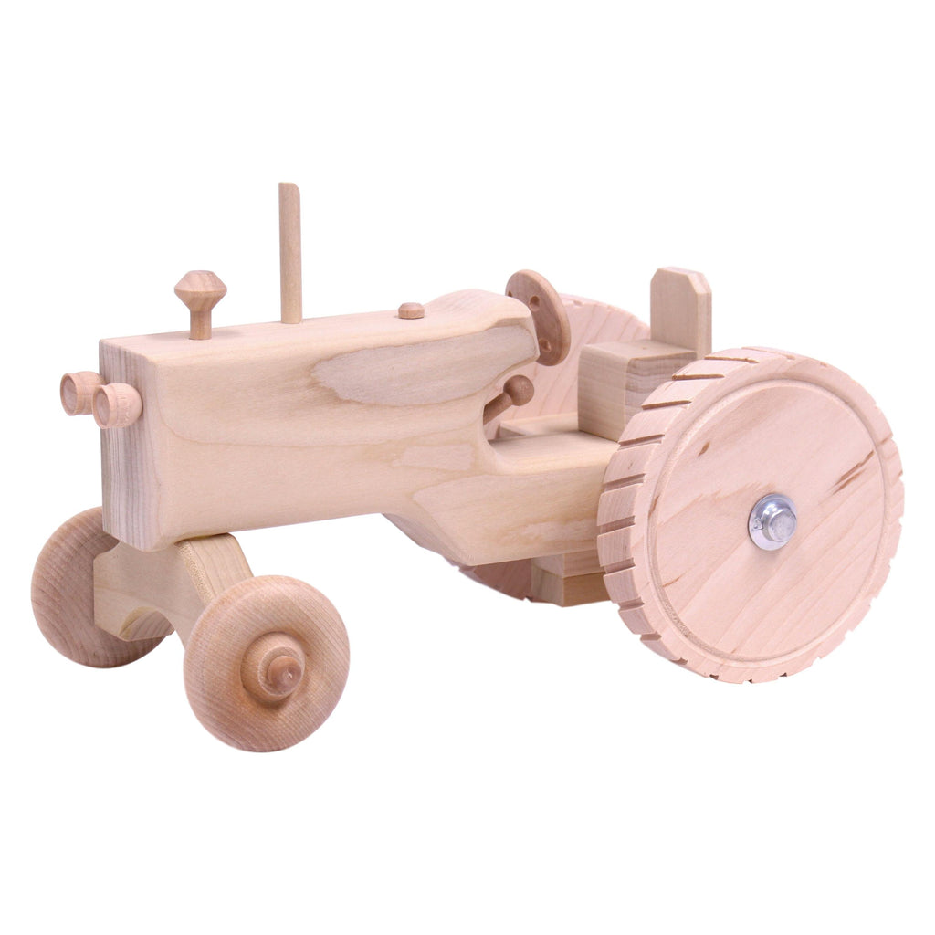 Amish-Made Wooden Toy Tractor With Hitch, Unfinished