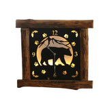 Large Rustic Wall Clock with 16" Analog Display, Background Lights and Wildlife Art, Bear, Deer, Or Elk