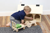 Amish-Made Wooden Toy Tractor & Hay Wagon Set with Hay Bales