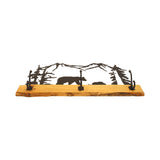 Wood and Metal Coat Rack With 3 Hooks and Rustic Metal Art Silhouette Bear, Deer, or Elk