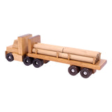 Amish-Made Wooden Log Semi Truck Toy, With Removable Logs