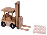 Wooden Forklift Toy With Pallet, Child-Safe Finish, Amish-Made