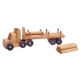 Amish-Made Wooden Log Semi Truck Toy, With Removable Logs