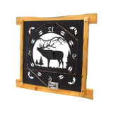 Large Rustic Wall Clock with 16" Analog Display, Background Lights and Wildlife Art