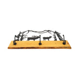 Wood and Metal Coat Rack With 3 Hooks and Rustic Metal Art Silhouette Bear, Deer, or Elk