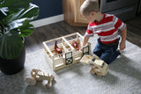 Amish-Made Wooden Toy 2 Stall Horse Stable with Sliding Stall Doors