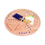 Round Aggravation Game Board Set - Solid Oak Wood - Double-Sided