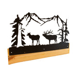 Wood and Metal Coat Rack With 3 Hooks and Rustic Metal Art Silhouette Bear, Deer, or Elk