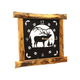 Large Rustic Wall Clock with 16" Analog Display, Background Lights and Wildlife Art