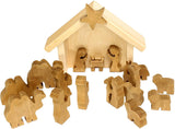 Amish-Made Wooden Nativity Manger Scene Set, 14 Pieces