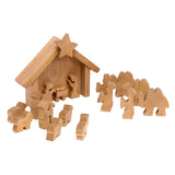 Amish-Made Wooden Nativity Manger Scene Set, 14 Pieces