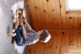 Wooden Toddler Pull Wagon Toy with Wood Building Blocks