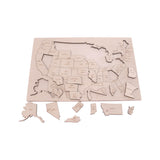 USA States Map Wooden Floor Puzzle with Frame, 20" Wide, Amish-Made