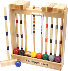 Amish-Made Family Tradition 8-Player Croquet Set with Wooden Stand