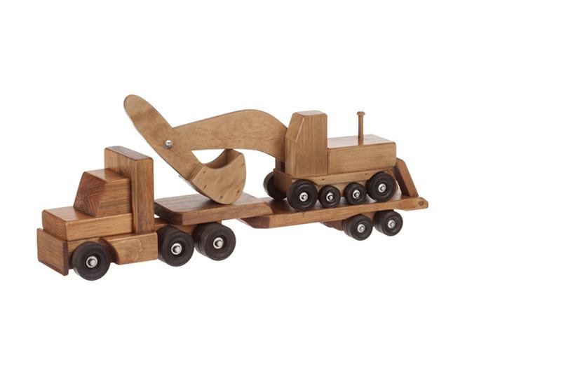 Amish-made Wooden Toy Train and Trucks, Child-safe, Nontoxic Finish –