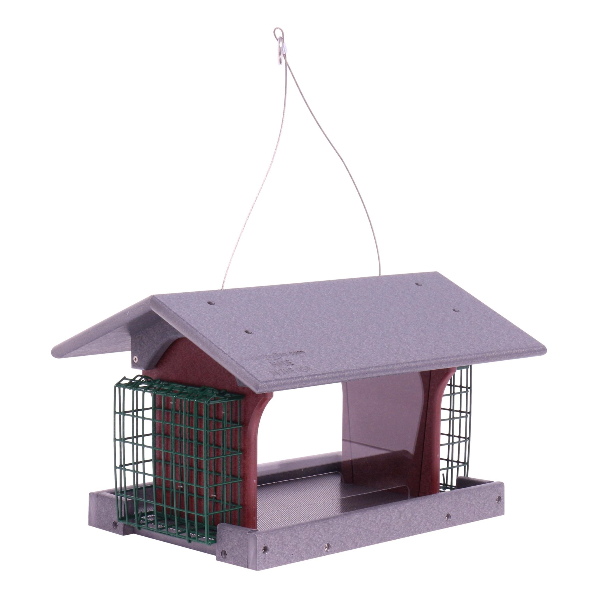 Amish-Made Deluxe Bird Feeder with Suet Holder, Eco-Friendly Poly